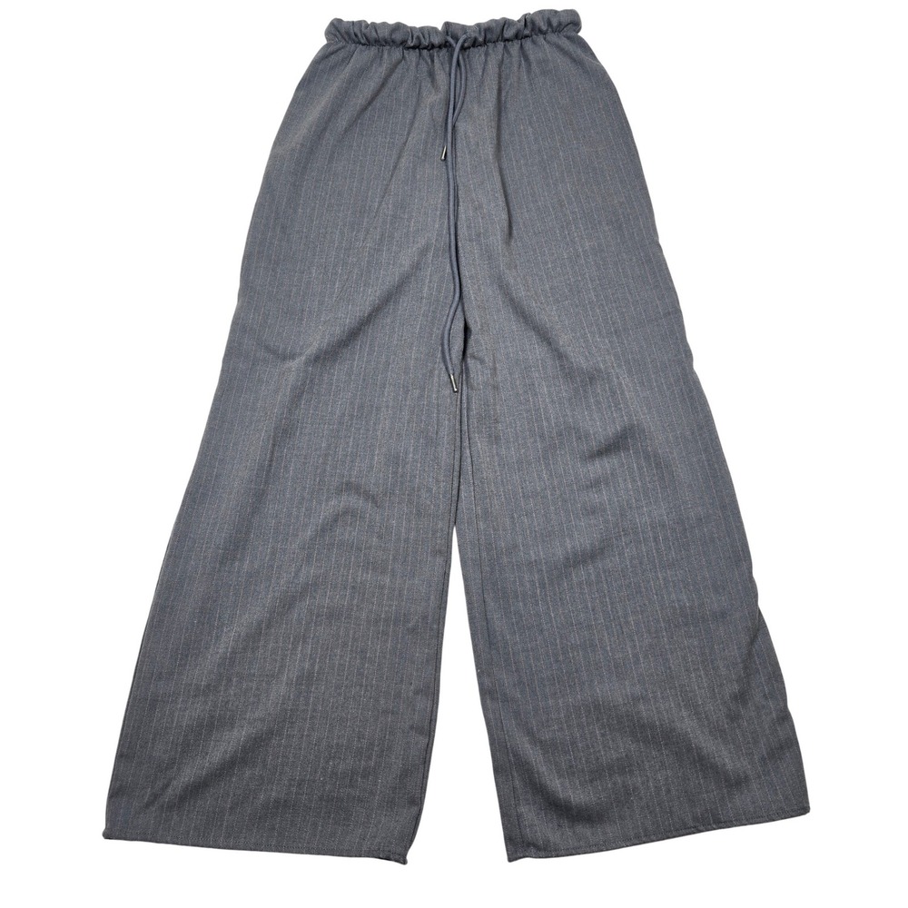 Urban Renewal Urban Outfitters Pinstripe Wide Leg Pants M Gray Drawstring USA